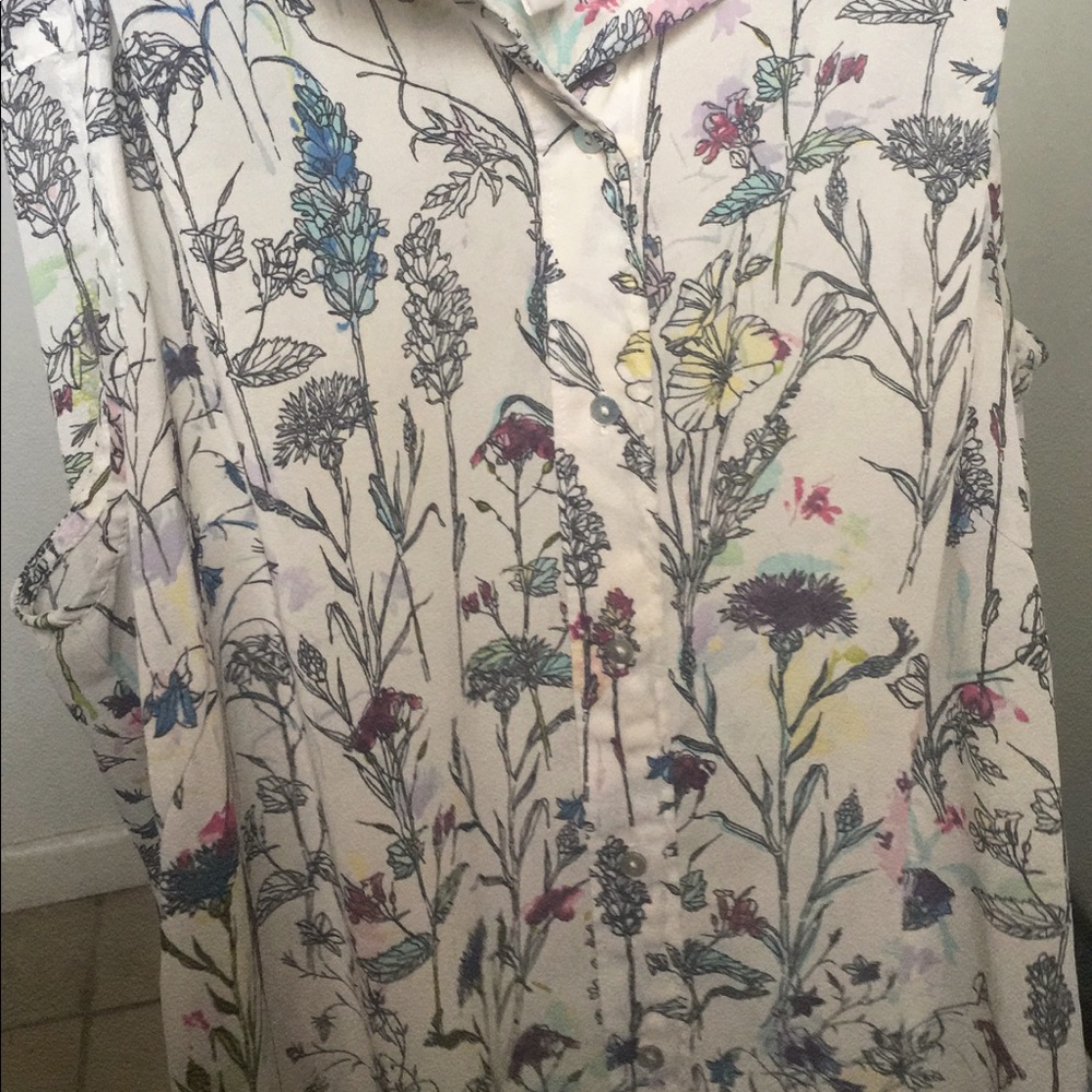 H&M Watercolor Floral Sleeveless Top